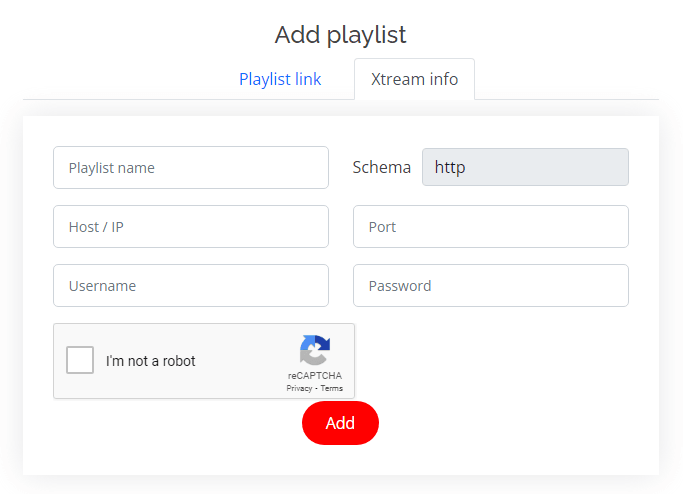 add playlist with xtream info
